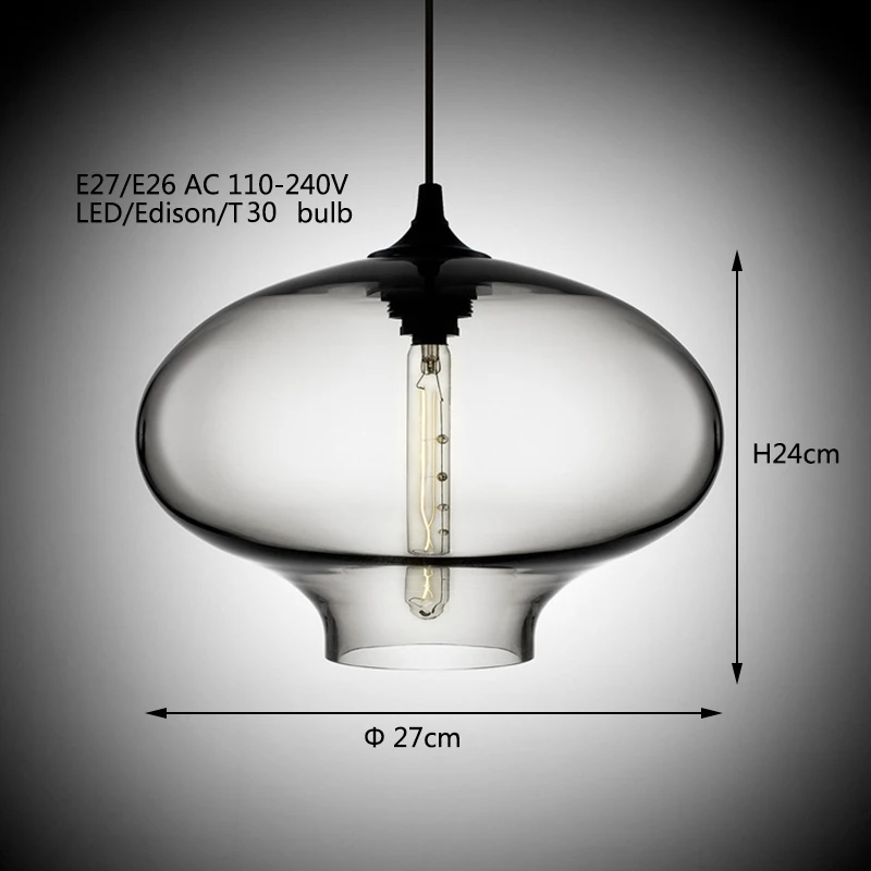 Винтажная антикварная промышленная цветная стеклянная люстра Лофт светильники