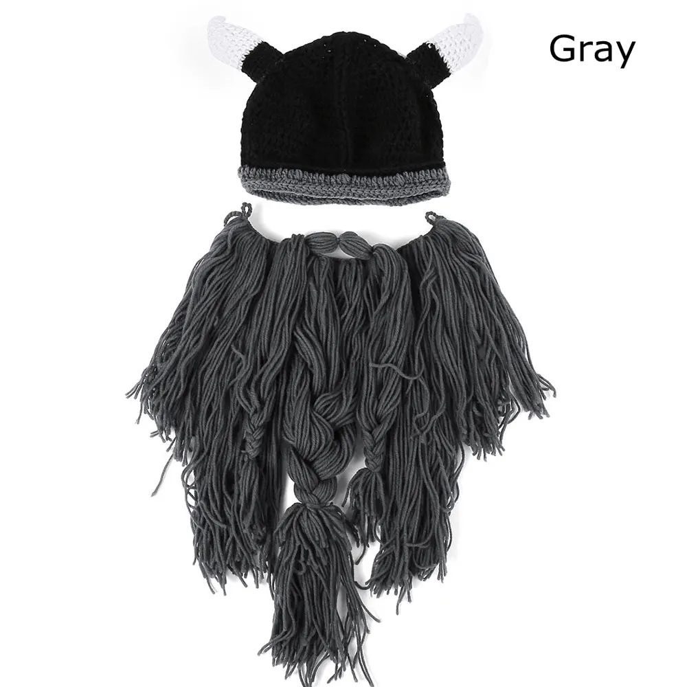 Горячая Мужская Варвара Vagabond Viking Beanie Рог шапки ручной работы зима теплый день рождения Прохладный Подарки Забавный кляп шапка на Хэллоуин