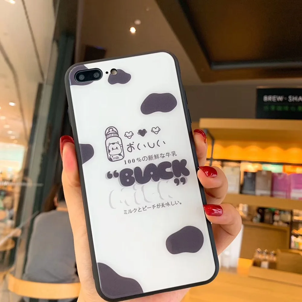 KISSCASE молочная бутылка черный боковой Чехол Для Телефона iphone 7 X XR XS MAX милые Чехлы