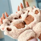 Осенние и зимние толстые теплые перчатки с полупальцами, милые женские студенческие модные перчатки с когтями для клавиатуры