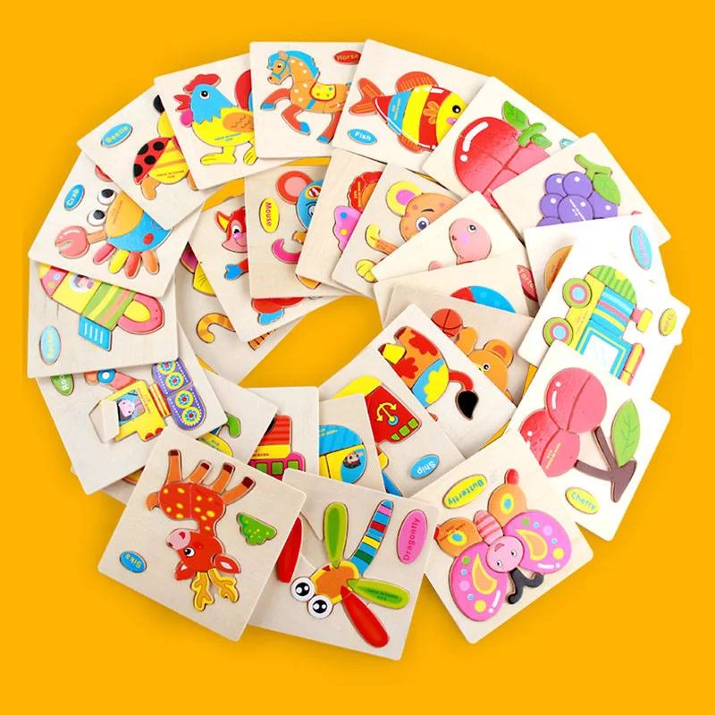 Wooden Baby 3D Puzzle Jigsaw Toys Cartoon Animals Puzzles Child Educational Toy for Children Montessori | Игрушки и хобби