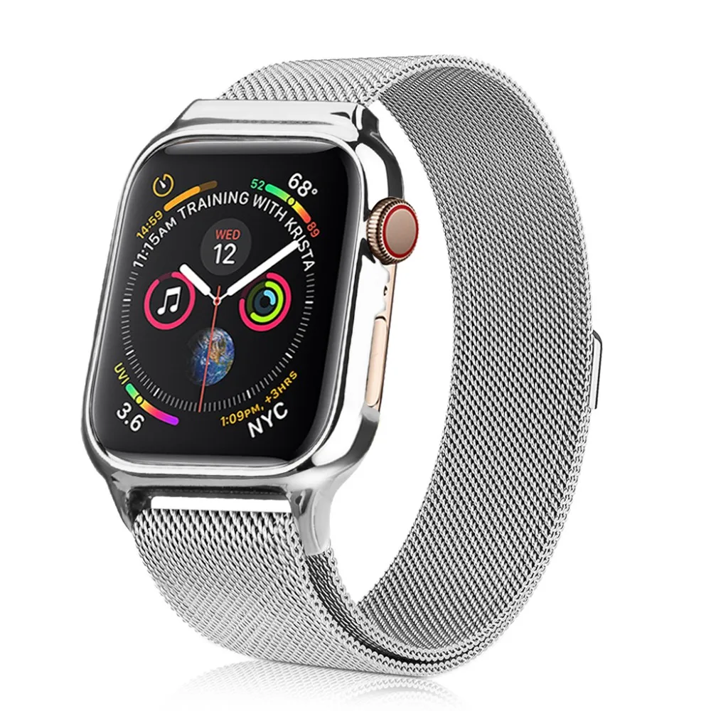 Серебристый Металлический чехол с магнитной Миланской петлей для часов Apple Watch Series 4, 40 мм, 44 мм, ремешок для браслета iWatch 4 - Цвет: Серебристый