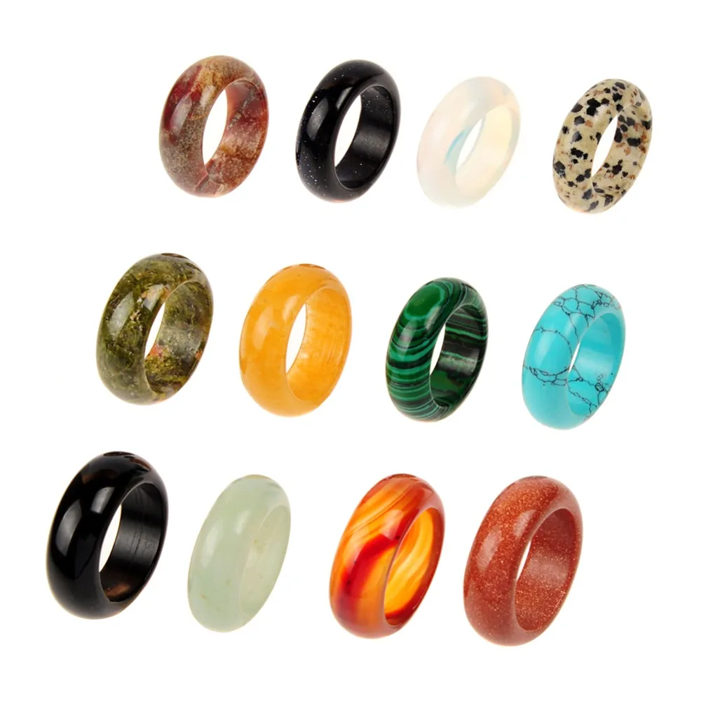 Мужское кольцо seven chakra модное с натуральным камнем 8*18 мм случайный смешанный цвет