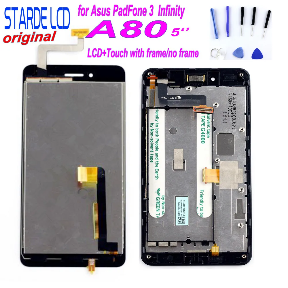 

STARDE LCD for Asus PadFone 3 Infinity T005 A80 LCD Display Touch Screen Digitizer Assembly with Frame + Free Tools