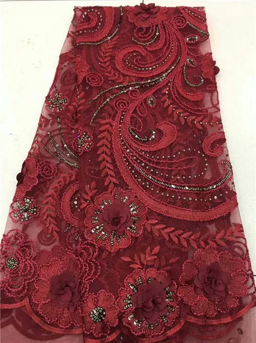 Французская африканская кружевная ткань гипюр расшитый блестками 3D цветок