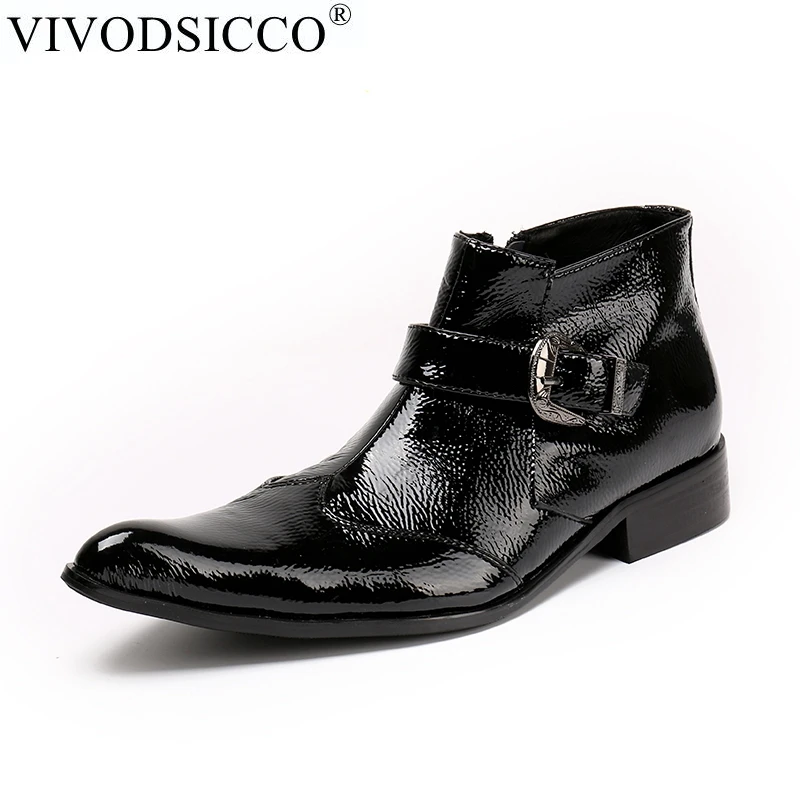 VIVODSICCO/Роскошные модные официальные Мужские модельные ботинки; Мужские модельные туфли из натуральной кожи; ботильоны с пряжкой и ремешком; вечерние ботинки в байкерском стиле