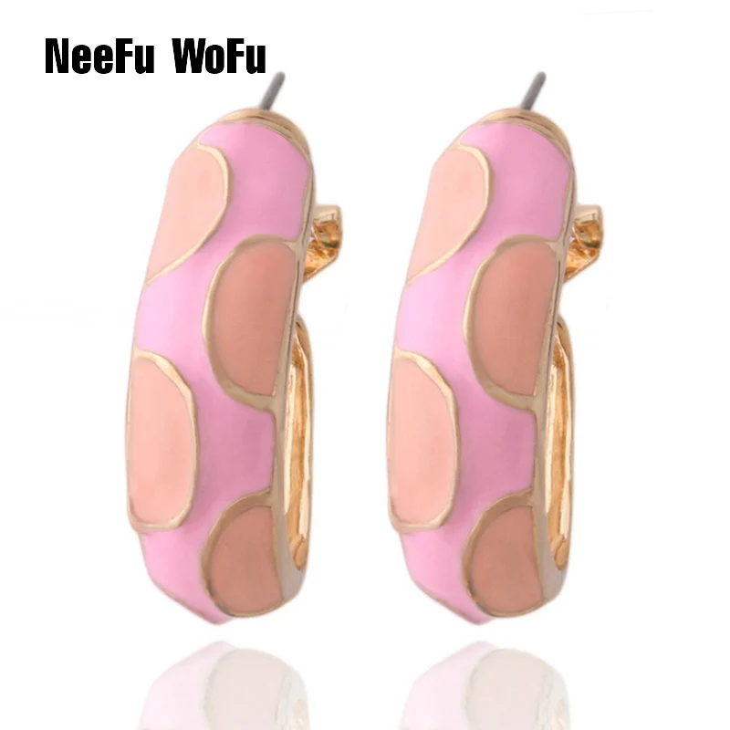 NeeFu WoFu флуоресцентная черная серьга кольцо Леопард красочные четырехлистный клевер Brinco печать Oorbellen ювелирные изделия