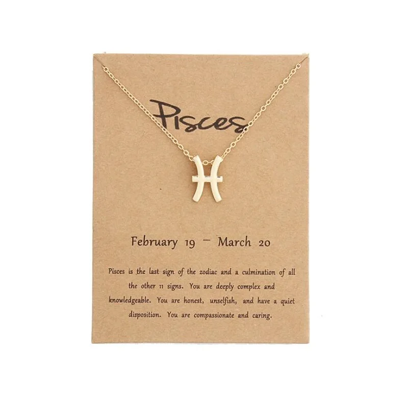 Pisces 12 Созвездие зодиака ожерелье с подвеской со знаком Золотая короткая цепочка колье Leo Libra ожерелье s для женщин Девушка ювелирные изделия подарок на день рождения - Окраска металла: Pisces