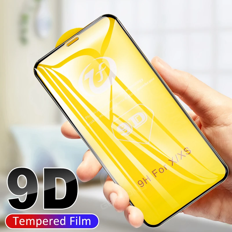 Защитное стекло 9D для iPhone 6 6s 7 8 Plus покрытие из закаленного стекла X XS MAX XR защитная