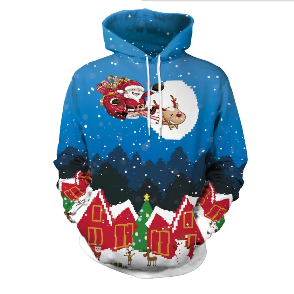 Повседневные толстовки SzBlaZe унисекс с рождественским принтом снеговика, креативный пуловер, Модный свитшот с капюшоном, осенний пуловер