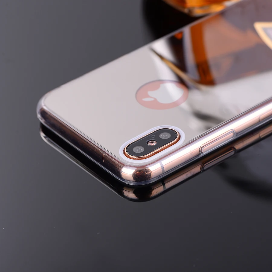 Cases For Apple iPhone X 4G 4 4s 5 5G 5s SE 6 6s 7 8 Plus Gold Mirror Plating Transparent TPU Soft Silicone Phone Case Cover |