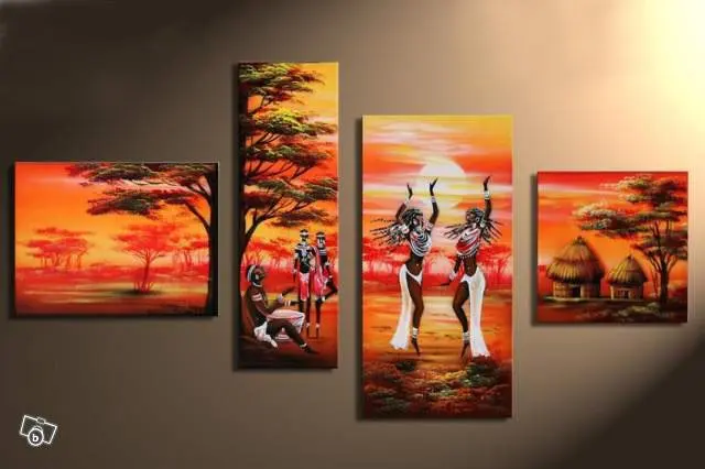 Ручная роспись Африканский пастбищ живой женский танец украшение дома