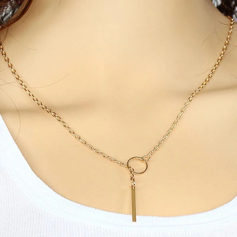 Модные аксессуары металлическая цепь с покрытием Круглый Лариат ожерелье