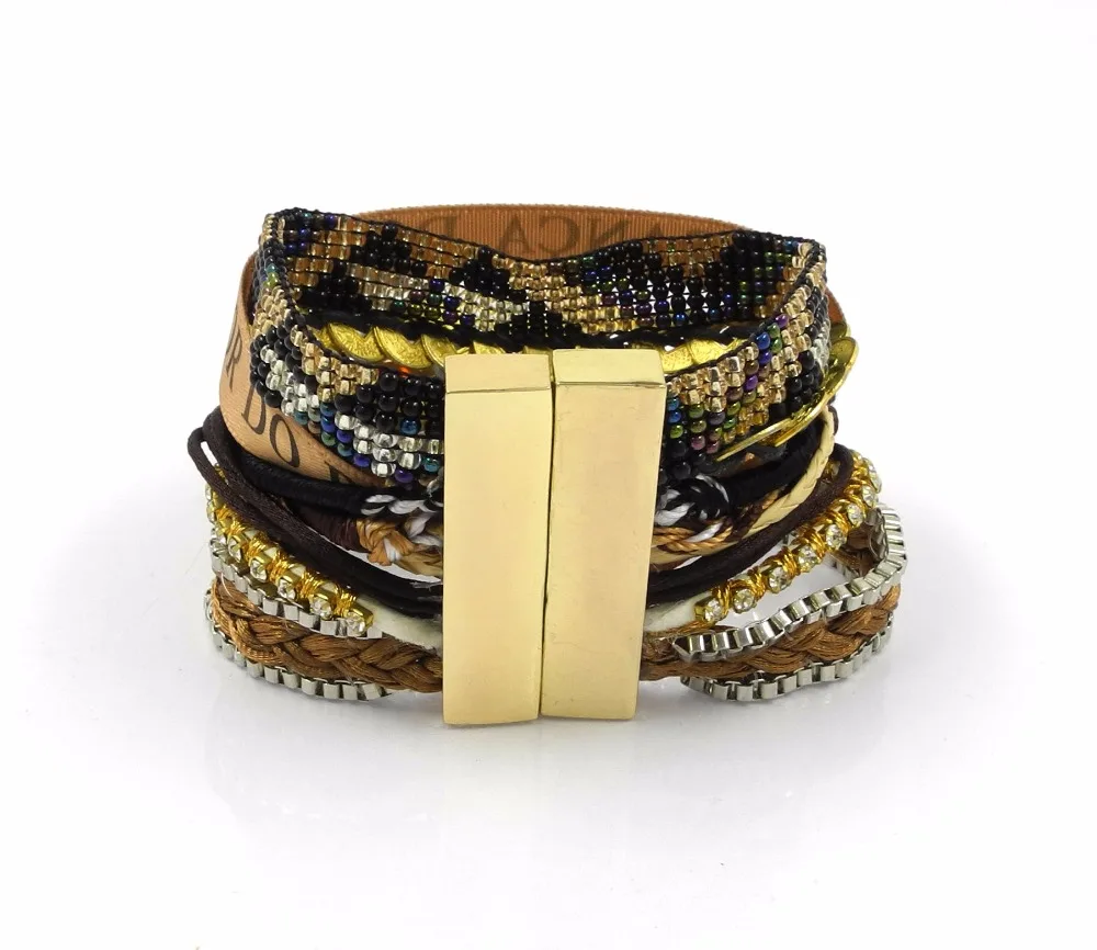 Новые многослойные ленты Обёрточная Бумага браслет для Для женщин Веревка