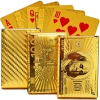 euro usd back golden playing cards deck plastic gold foil poker magic card durable waterproof cards close up street magic tricks