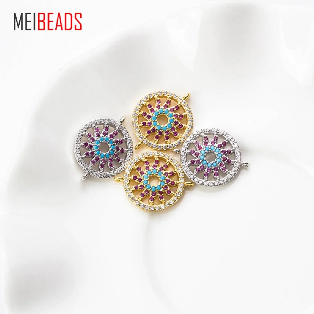 MEIBEADS 1 шт. микро паве подвеска в виде подсолнуха Медный кулон для ожерелья