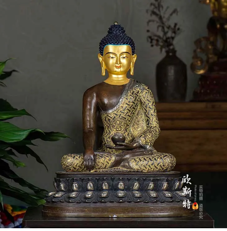 

41CM large huge -TOP High grade GOOD Buddha HOME family silvering Effective protection Nepal Shakya Buddha GOD Buddha statue