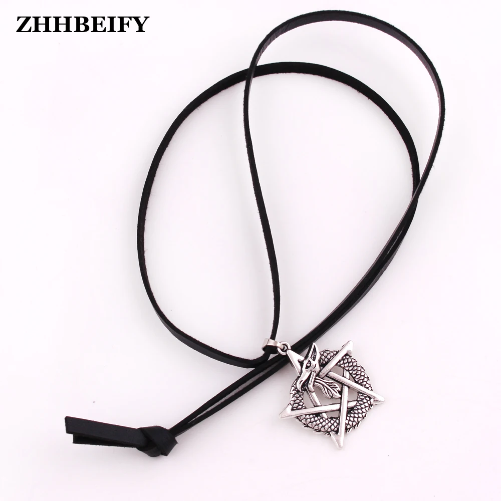 Кожаный браслет с подвеской цепочкой дракон|Ожерелья подвеской| |