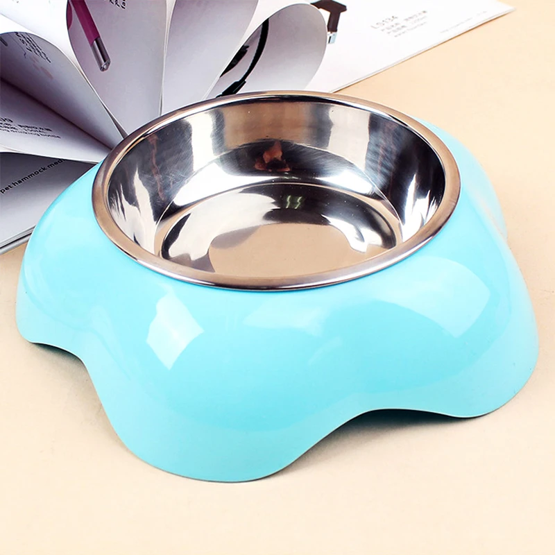 Миска для собак из нержавеющей стали синяя/Розовая/желтая миска кошек кормушка