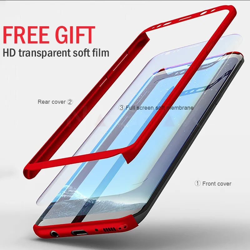 NAGFAK 360 Full Cover Phone Case For Samsung Galaxy S9 S8 Plus Note 9 8 PC Protective S7 Edge With Glass |