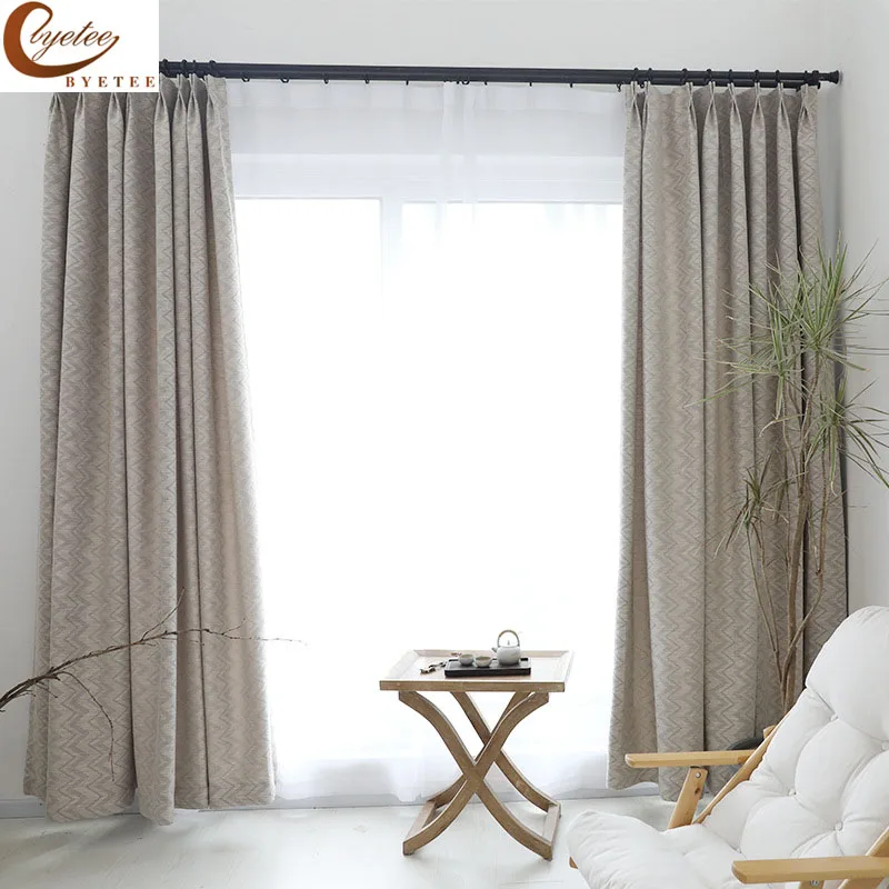 

[byetee] Jacquard Cotton Linen Fabric Modern Curtain Kitchen Curtains Doors For Living Room Bedroom Cortinas Blackout Drapes