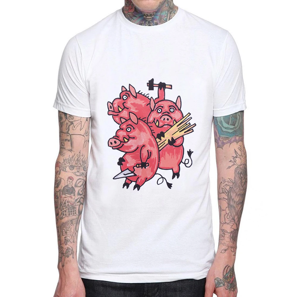 

Funny Cartoon Pig T-Shirt 2019 Short Sleeve O-Neck 100% Cotton Print Mens Summer T Shirt Casual Men's Clothes Tops Tee Camiseta