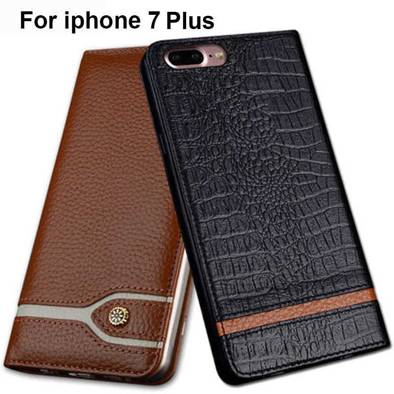 5 дюйма из натуральной кожи задняя крышка для iPhone 7 Plus coque САППУ флип чехол КРЫШКА