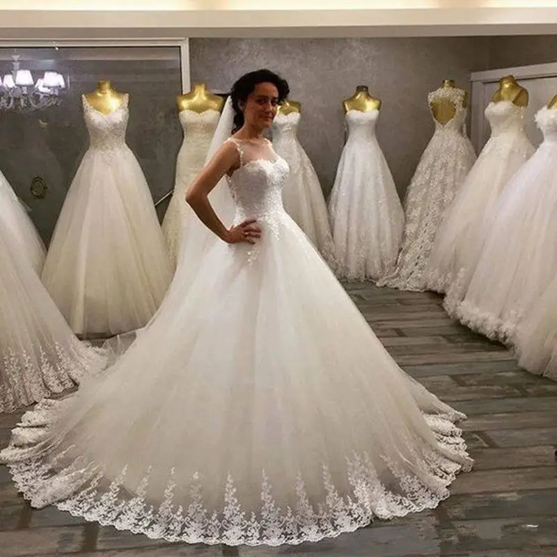 Robe De Mariee бальное платье Свадебные платья аппликации из кружева свадебное