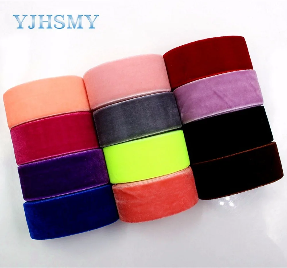 YJHSMY D 171230 266 25 мм 10 ярдов сплошной цвет Флокирование термопечать grosgrain Свадебные