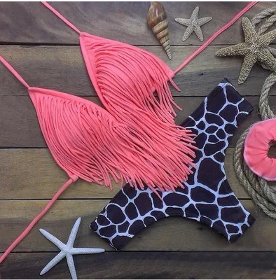 

Women Swimsuit Bandeau Bikini Fringe Biquini Brazilian Bathing Suit Girls Swimwear