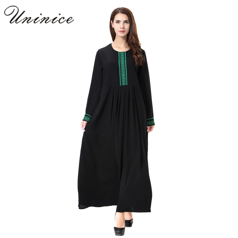 Мусульманское платье с вышивкой и длинным рукавом мусульманское