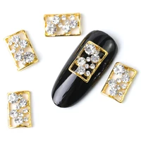 2019 new 10 pieces rectangle crystal bright pearl nail rhinestone alloy nail art decorations glitter diy 3d nail jewelry pendant