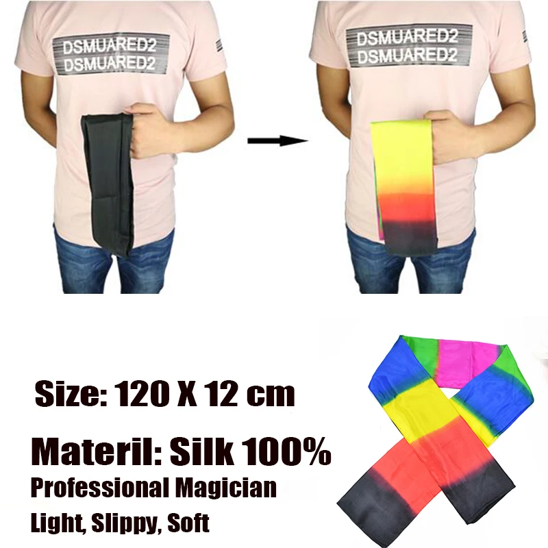 

Discolor Scarf Stage Magic Tricks Props Toys Easy Doing Black Change into Colorful