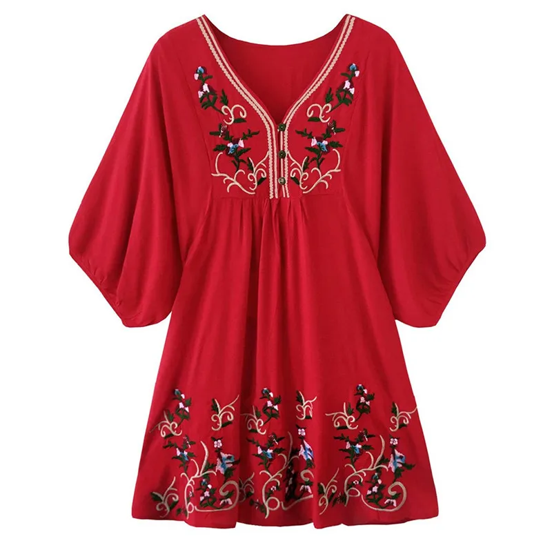 Женское платье с цветочной вышивкой JAYCOSIN свободное Повседневное v-образным