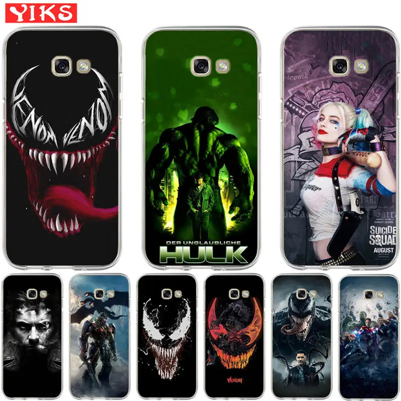 Роскошный чехол Marvel Hero venom для samsung A3 A5 A6 A7 A8 Plus чехол задняя крышка Мстители Coque Fundas Etui
