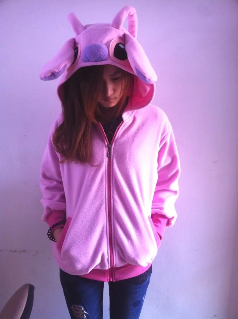 Флисовый мультфильм аниме животное розовый/синий Стич для женщин и мужчин пара