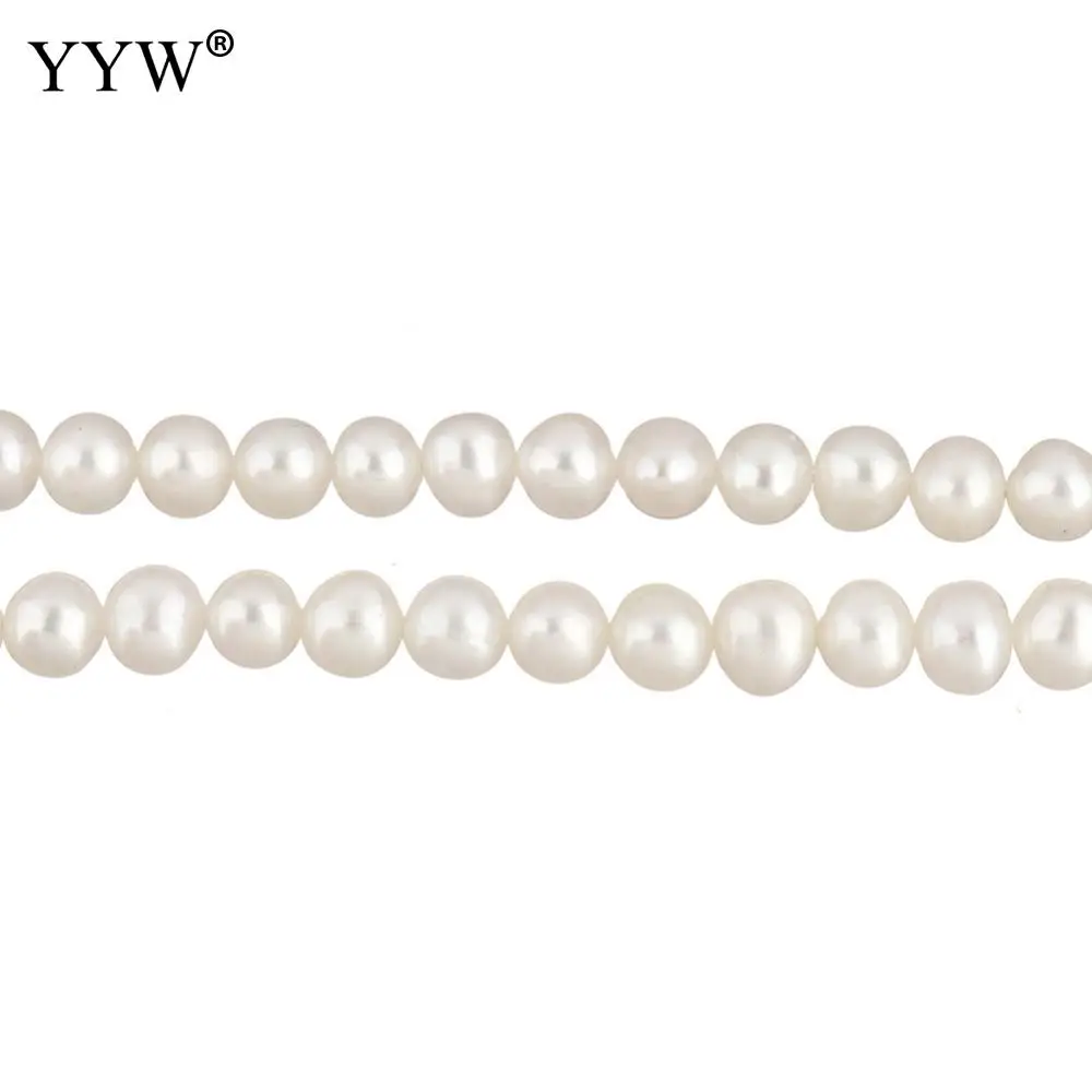 

5-6mm White Cultured Potato Freshwater Pearl Stone Beads Strand 15.3" For DIY Necklace Bracelets Jewelry Making