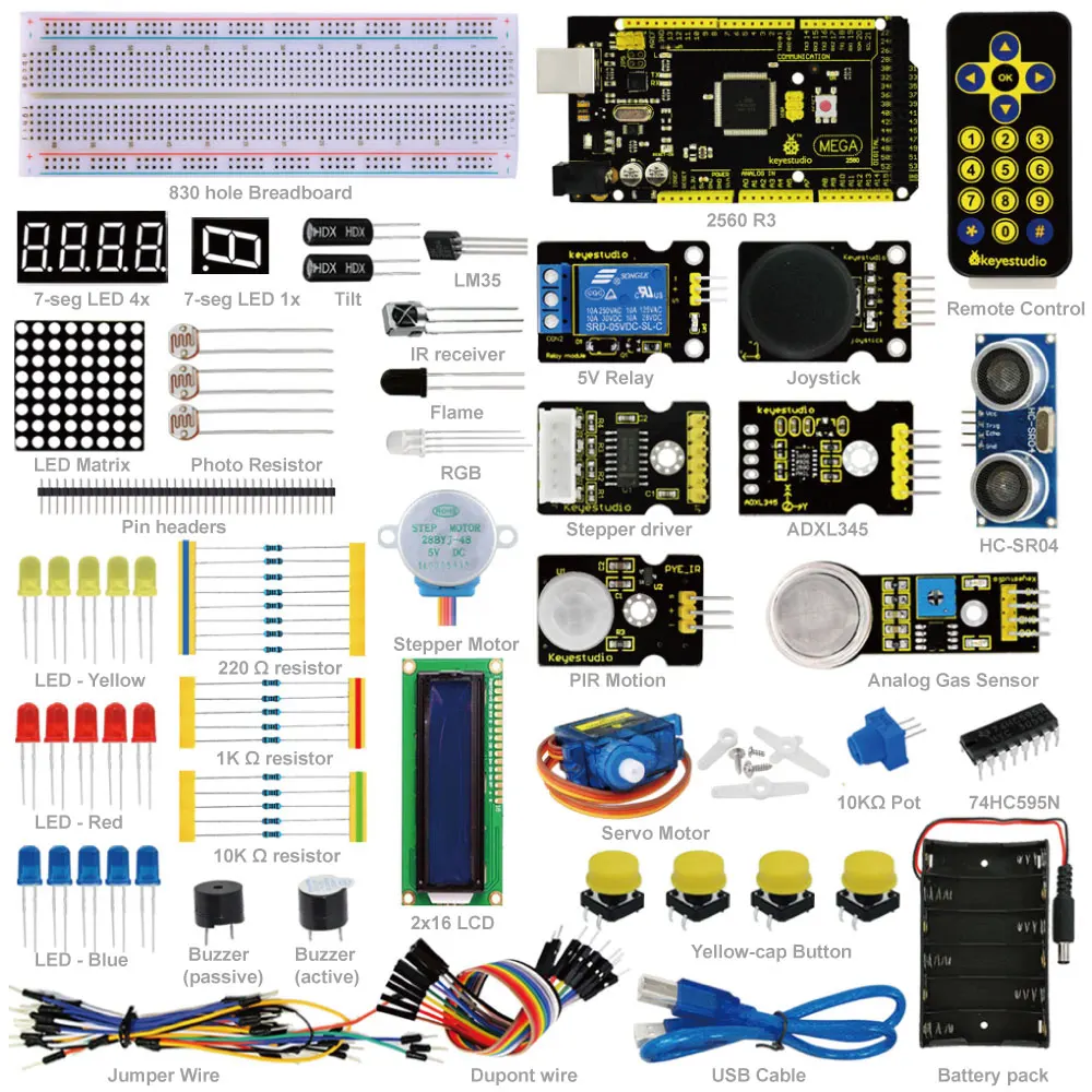 Keyestudio Расширенный стартовый Обучающий набор с мега 2560R3 для Arduino образовательного