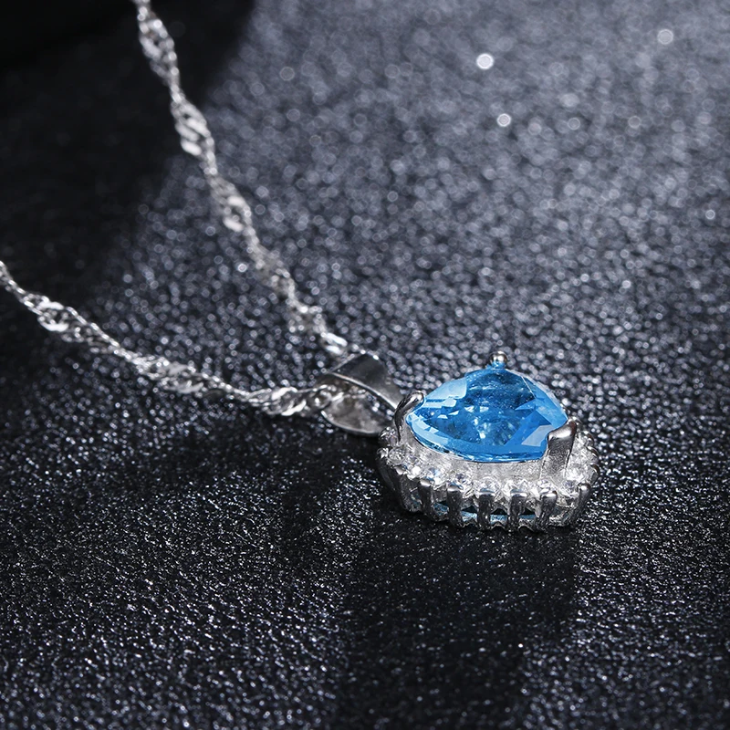 

Высокое качество, модные ожерелья с кулоном из стерлингового серебра 925 пробы с голубым сердцем, ювелирные изделия, подарок, оптовая продажа...