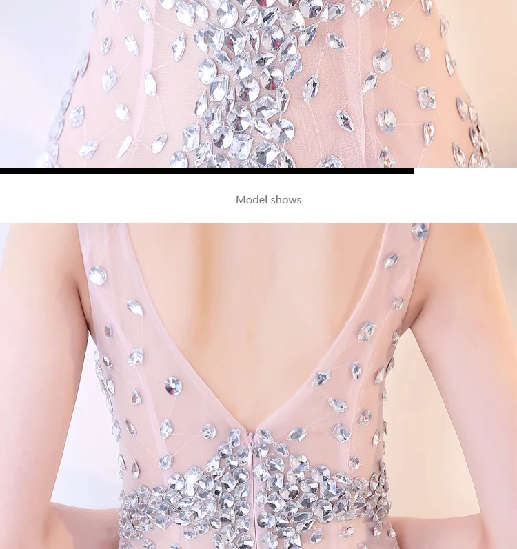 

Handmade Sparkly Big Crystals Mesh Perspective Dress Evening Party Dresses Birthday Celebrate Costume Auto Show Model Long Dress