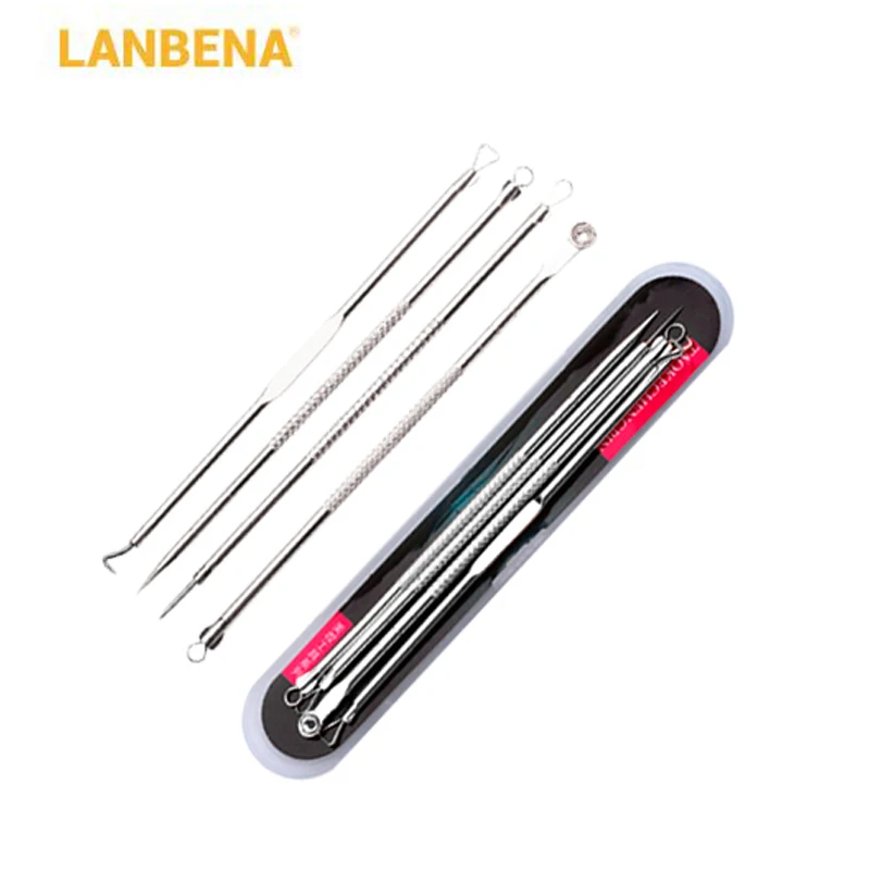 LANBENA 4 шт. Серебряная игла для удаления прыщей экстрактор обработки чистки угрей