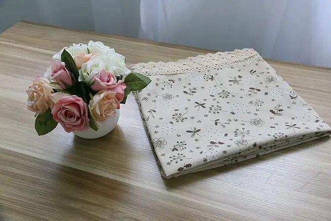Dandelion Linen Table Cloth Country Style Flower Print Multifunctional Rectangle Cover Tablecloth with Lace Edge GQ26 | Дом и сад