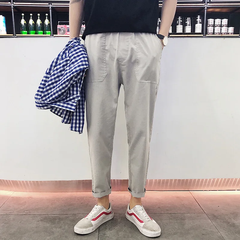 

Мужские Брюки Корейская версия Модные девять брюк мужские летние гонконгские свободные льняные штаны 9 брюк