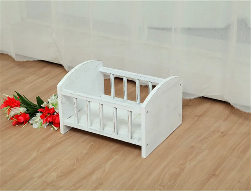 White bed Студийный реквизит для фотосъемки новорожденных, ретро перила для маленьких мальчиков, детская кроватка для новорожденных, позирующий диван, твердая деревянная кровать, реквизит для фотосессий - Цвет: White bed