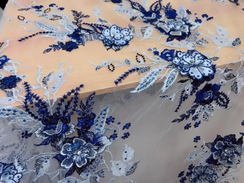 2019 г./партия кружевная ткань с 3D цветами и вышивкой из бисера | Дом сад