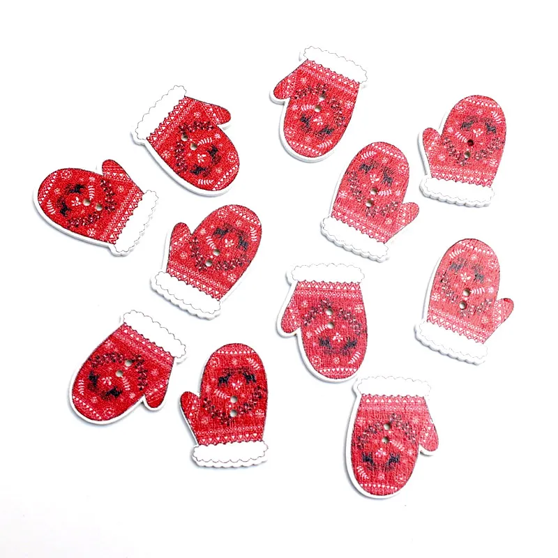 50 шт. красные деревянные перчатки для рукоделия 25 х19 мм|Пуговицы| |