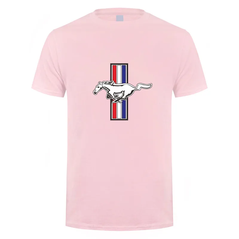 Light Pink Ford Mustang, мужские футболки, мужские топы, Mustang, футболка с коротким рукавом, хлопковые футболки с круглым вырезом, мужские футболки - Цвет: Light Pink