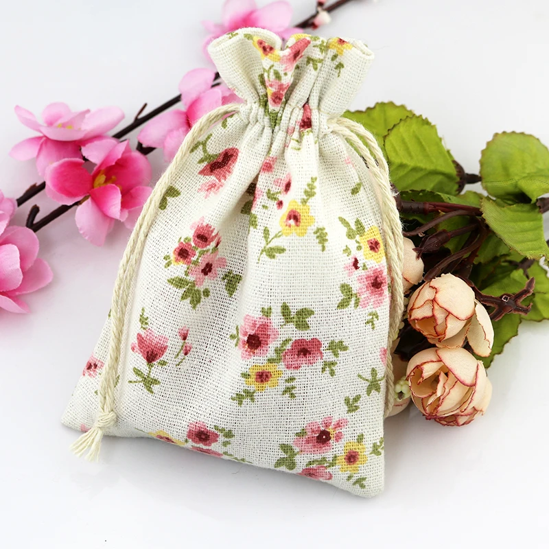 

50pcs/lot 10x14cm Small Drawstring Cotton Bags Tea Sachet Storage Gift Bag Pouches Cute Party Favor Candy Gifts Packaging Bags
