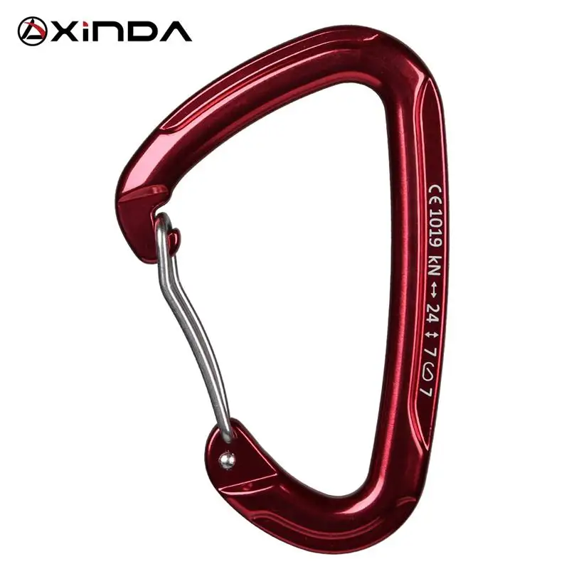 Red XINDA Высокое качество Профессиональный 5200 натяжение нагрузки скалолазание замок провода ворота удлинители портативный карабин Спорт на открытом воздухе - Цвет: Red