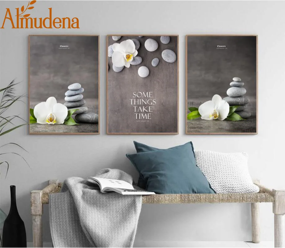 ALMUDENA китайский стиль цветочный Рисунок Zen Phalaenopsis декоративный холст постер для